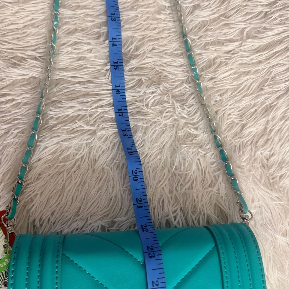 Badgley Mischka Small Chevron Quilted Crossbody Bag In Green Teal - NWT